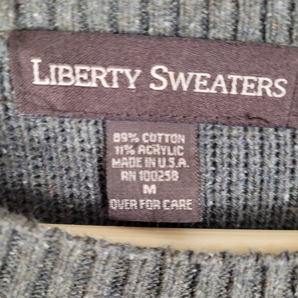 Liberty Sweaters speckled grey argyle sweater Size Med preppy grandpacore retro - Picture 3 of 6